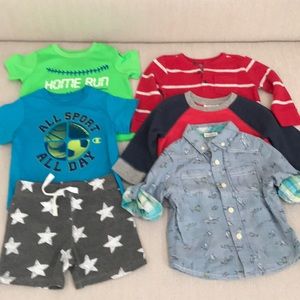 6 PIECES-5 Tops and 1 Shorts, 12 Months